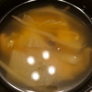 節約レシピ☆椎茸と白菜ともやしの味噌汁